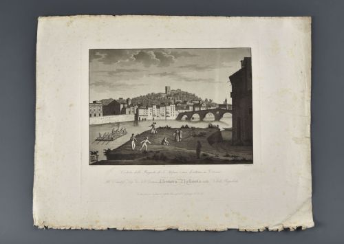 Bennassuti Giuseppe "Blick auf die Pfähle von Santo Stefano und seine Umgebung in Verona" 1825
    